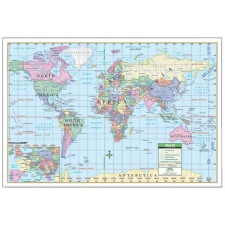 Universal Map Group Llc Universal Map 11767 40 x 28 Inch World Laminated - Rolled Map 11767